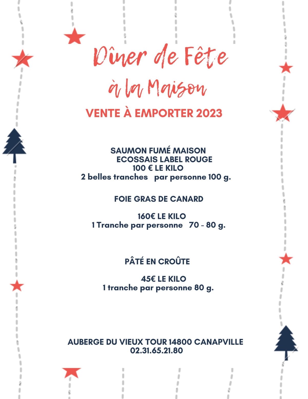 Ventes à emporter pour les fêtes