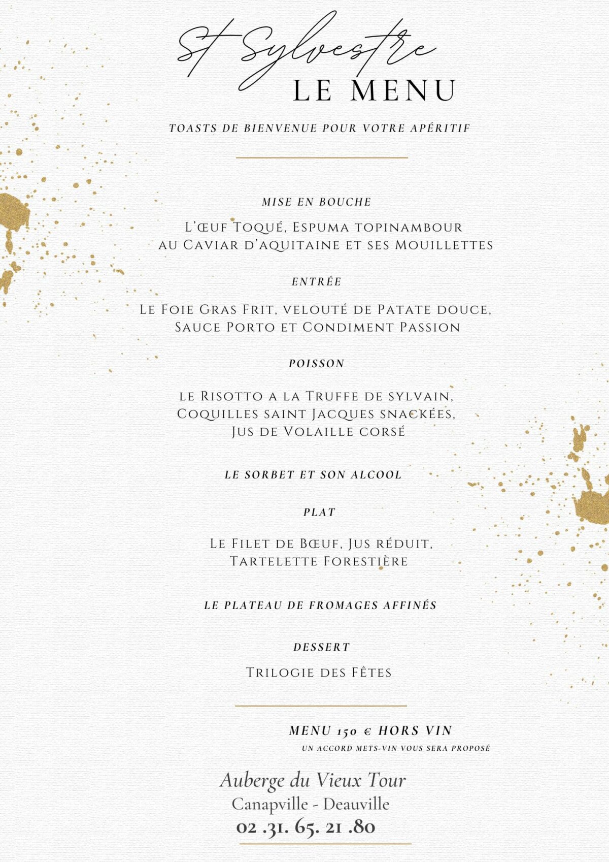 Menu de la Saint Sylvestre 2023