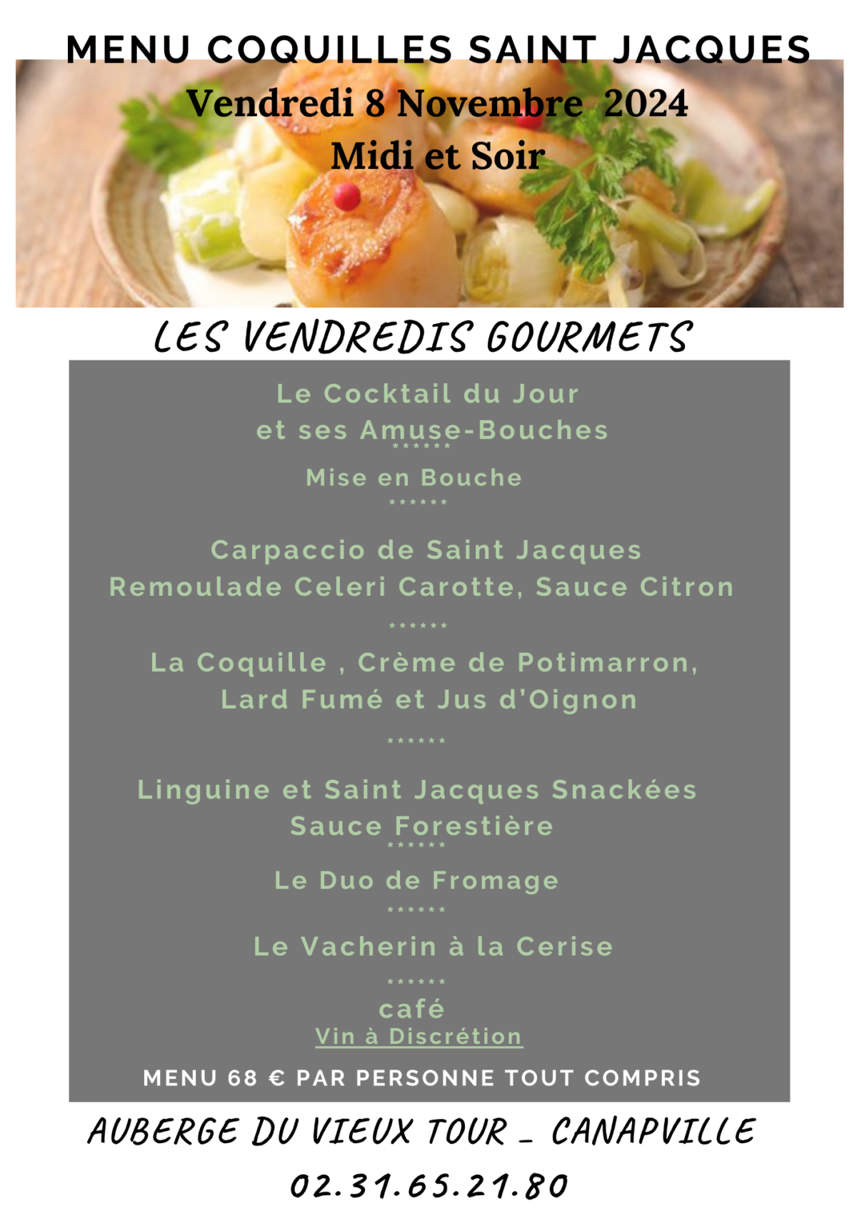 Menu Saint Jacques 2024 Le Vieux Tour