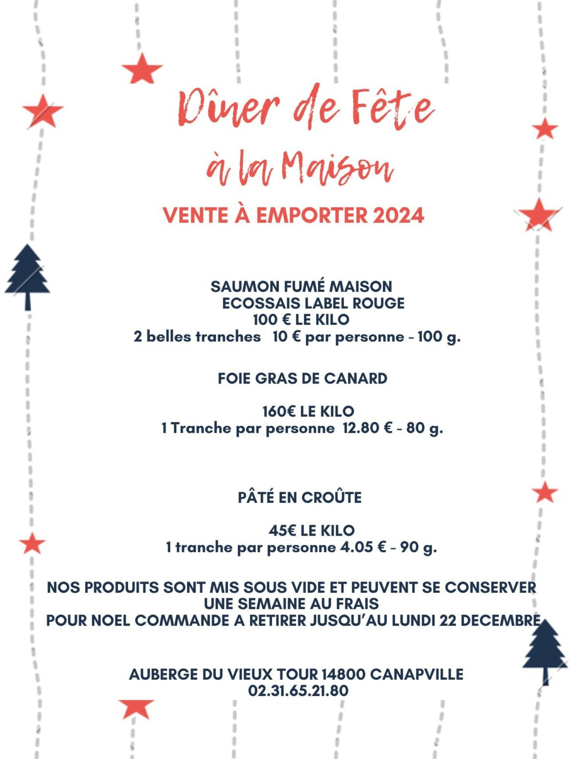 Ventes à emporter pour les fêtes